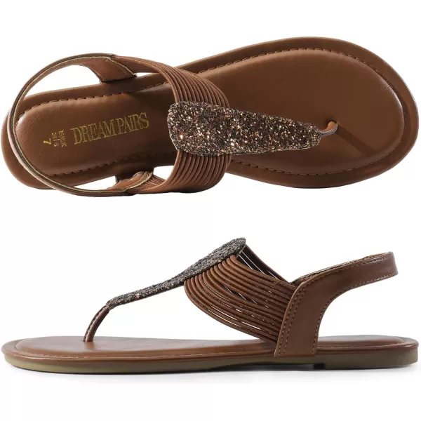 imageDREAM PAIRS Womens Elastic Strappy String Thong Ankle Strap Summer Gladiator SandalsBrown