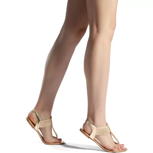 imageDREAM PAIRS Womens Elastic Strappy String Thong Ankle Strap Summer Gladiator SandalsGold