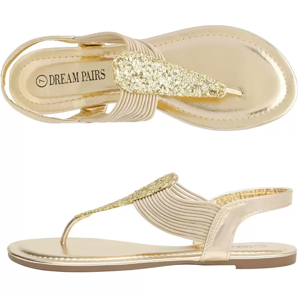 imageDREAM PAIRS Womens Elastic Strappy String Thong Ankle Strap Summer Gladiator SandalsGold