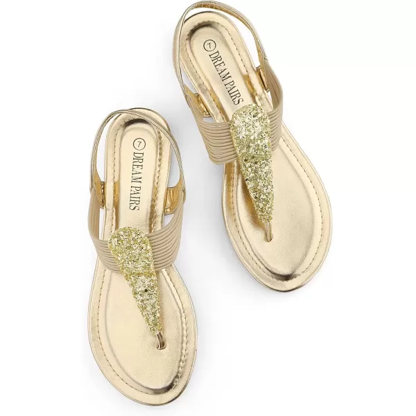 imageDREAM PAIRS Womens Elastic Strappy String Thong Ankle Strap Summer Gladiator SandalsGold