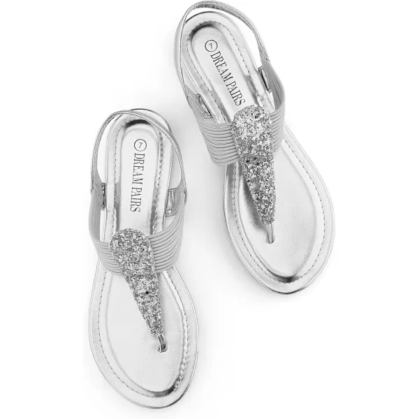 imageDREAM PAIRS Womens Elastic Strappy String Thong Ankle Strap Summer Gladiator SandalsSilver