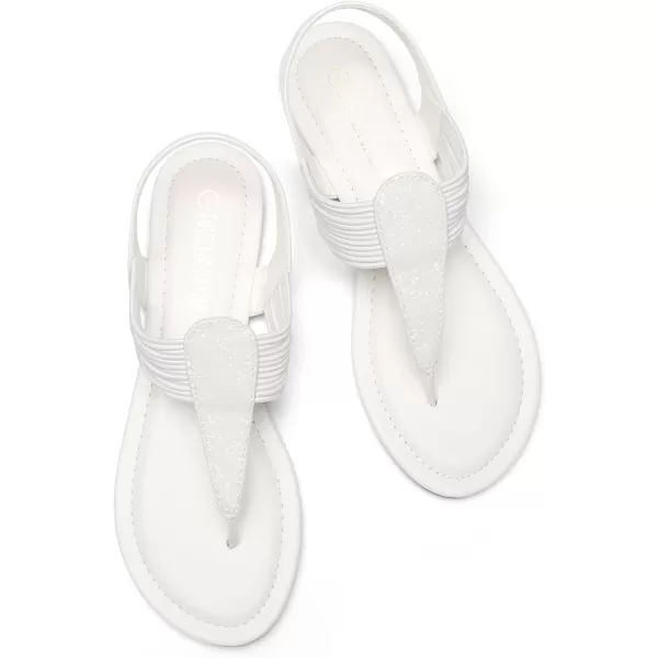imageDREAM PAIRS Womens Elastic Strappy String Thong Ankle Strap Summer Gladiator SandalsWhiteGlitter