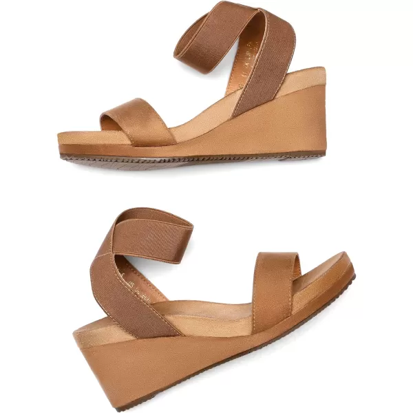 imageDREAM PAIRS Womens Elastica Ankle Strap Open Toe Platform Wedge SandalsCamel5