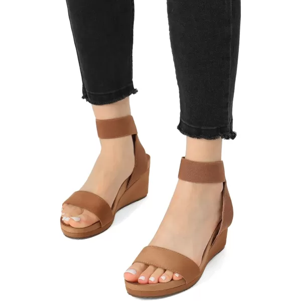 imageDREAM PAIRS Womens Elastica Ankle Strap Open Toe Platform Wedge SandalsCamel5
