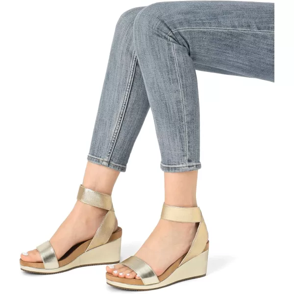 imageDREAM PAIRS Womens Elastica Ankle Strap Open Toe Platform Wedge SandalsGoldPu5