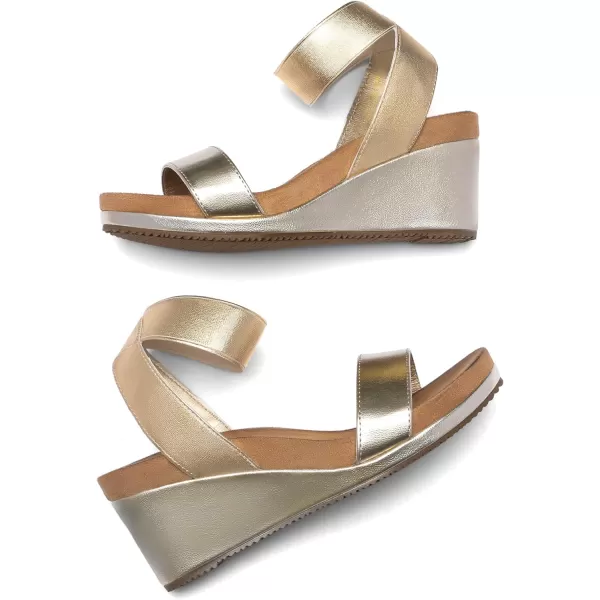 imageDREAM PAIRS Womens Elastica Ankle Strap Open Toe Platform Wedge SandalsGoldPu5