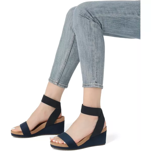 imageDREAM PAIRS Womens Elastica Ankle Strap Open Toe Platform Wedge SandalsNavy5