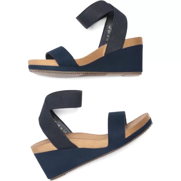 imageDREAM PAIRS Womens Elastica Ankle Strap Open Toe Platform Wedge SandalsNavy5