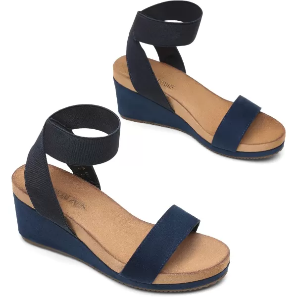 imageDREAM PAIRS Womens Elastica Ankle Strap Open Toe Platform Wedge SandalsNavy5
