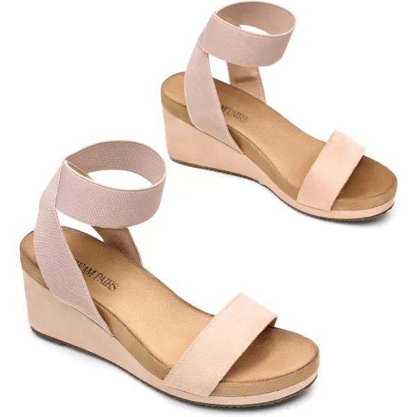 imageDREAM PAIRS Womens Elastica Ankle Strap Open Toe Platform Wedge SandalsNude5