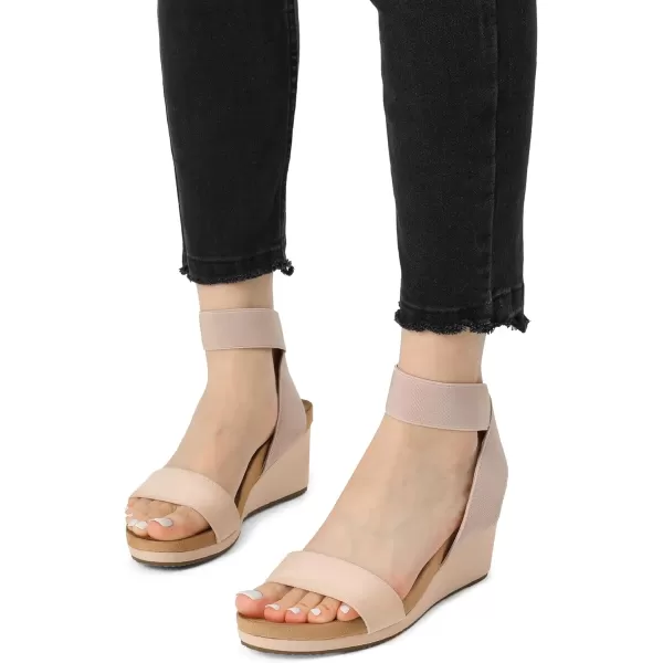 imageDREAM PAIRS Womens Elastica Ankle Strap Open Toe Platform Wedge SandalsNude5