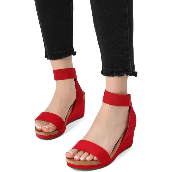 imageDREAM PAIRS Womens Elastica Ankle Strap Open Toe Platform Wedge SandalsRed5