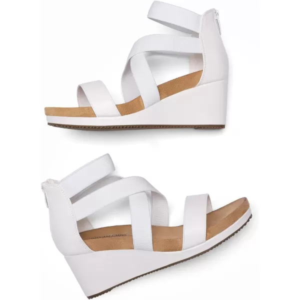 imageDREAM PAIRS Womens Elastica Ankle Strap Open Toe Platform Wedge SandalsWhite3