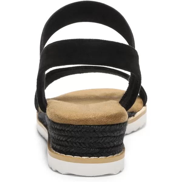 imageDREAM PAIRS Womens Espadrilles Ankle Stretch Elastic Strap Open Toe Wedges Flats SandalsBlack Suede