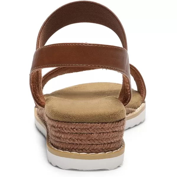 imageDREAM PAIRS Womens Espadrilles Ankle Stretch Elastic Strap Open Toe Wedges Flats SandalsBrown