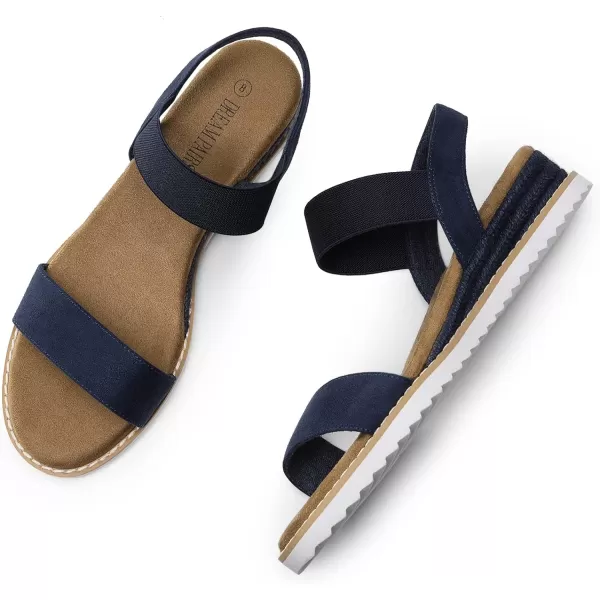imageDREAM PAIRS Womens Espadrilles Ankle Stretch Elastic Strap Open Toe Wedges Flats SandalsNavy Suede