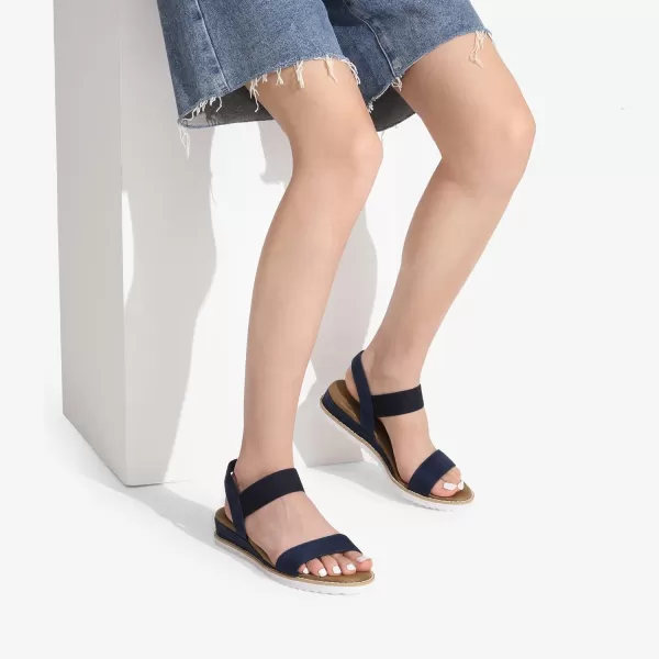 imageDREAM PAIRS Womens Espadrilles Ankle Stretch Elastic Strap Open Toe Wedges Flats SandalsNavy Suede