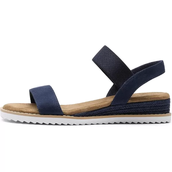 imageDREAM PAIRS Womens Espadrilles Ankle Stretch Elastic Strap Open Toe Wedges Flats SandalsNavy Suede