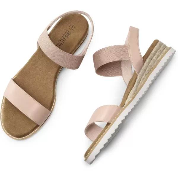 imageDREAM PAIRS Womens Espadrilles Ankle Stretch Elastic Strap Open Toe Wedges Flats SandalsNudePink