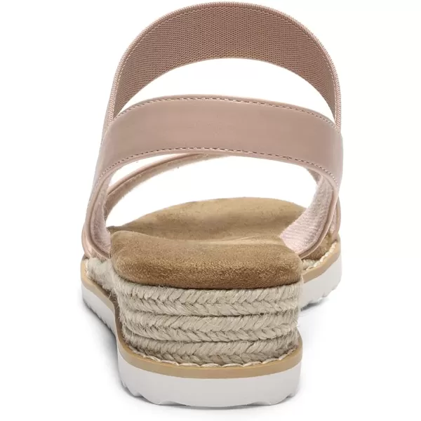 imageDREAM PAIRS Womens Espadrilles Ankle Stretch Elastic Strap Open Toe Wedges Flats SandalsNudePink