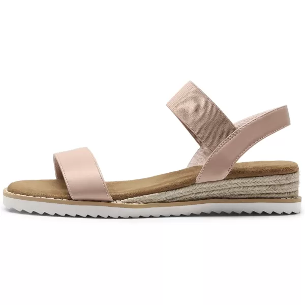 imageDREAM PAIRS Womens Espadrilles Ankle Stretch Elastic Strap Open Toe Wedges Flats SandalsNudePink