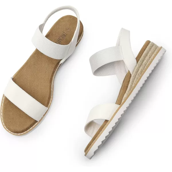 imageDREAM PAIRS Womens Espadrilles Ankle Stretch Elastic Strap Open Toe Wedges Flats SandalsWhite
