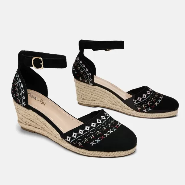 imageDREAM PAIRS Womens Espadrilles Closed Toe Ankle Strap Dressy Platform Wedge SandalsBlack