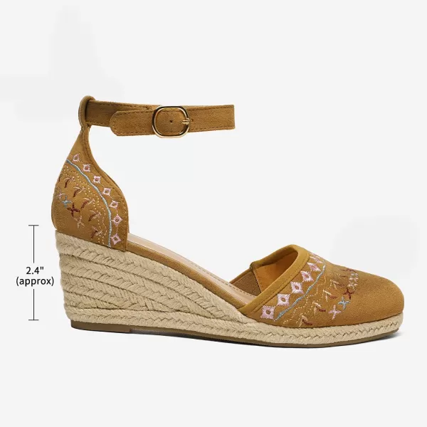 imageDREAM PAIRS Womens Espadrilles Closed Toe Ankle Strap Dressy Platform Wedge SandalsCamel