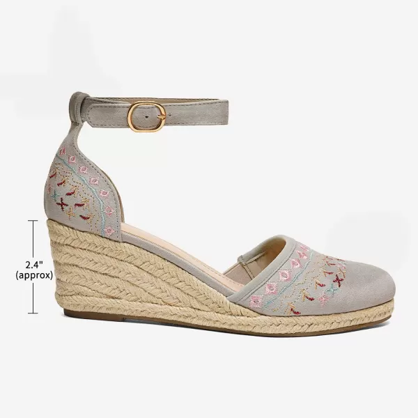 imageDREAM PAIRS Womens Espadrilles Closed Toe Ankle Strap Dressy Platform Wedge SandalsLightGrey