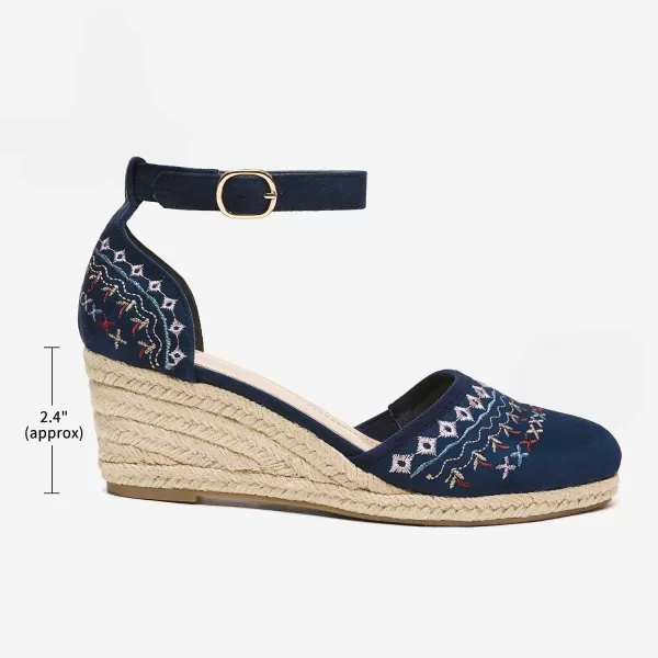 imageDREAM PAIRS Womens Espadrilles Closed Toe Ankle Strap Dressy Platform Wedge SandalsNavy