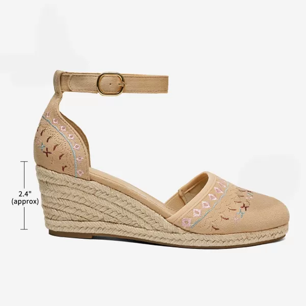 imageDREAM PAIRS Womens Espadrilles Closed Toe Ankle Strap Dressy Platform Wedge SandalsNude