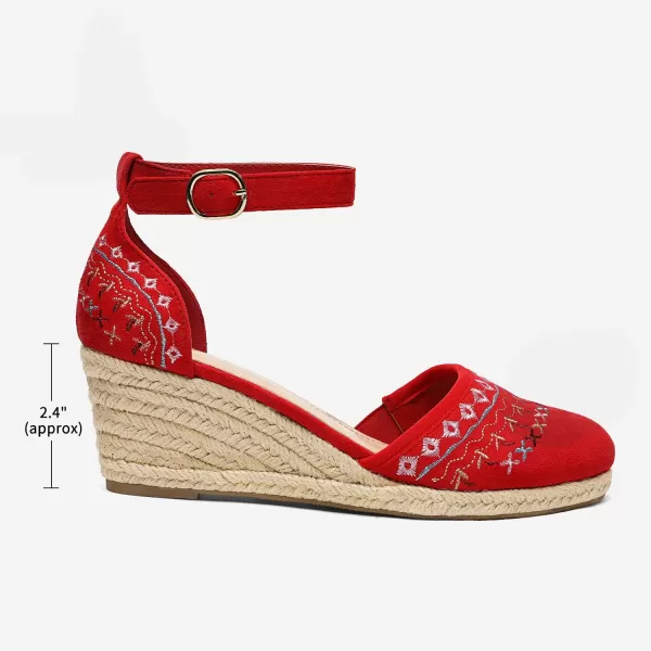 imageDREAM PAIRS Womens Espadrilles Closed Toe Ankle Strap Dressy Platform Wedge SandalsRed