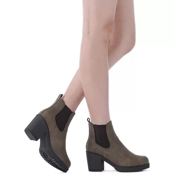 imageDREAM PAIRS Womens FRE High Heel Chelsea Style Ankle BootieBrownPu