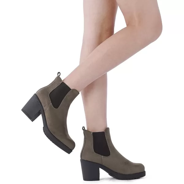 imageDREAM PAIRS Womens FRE High Heel Chelsea Style Ankle BootieKhaki