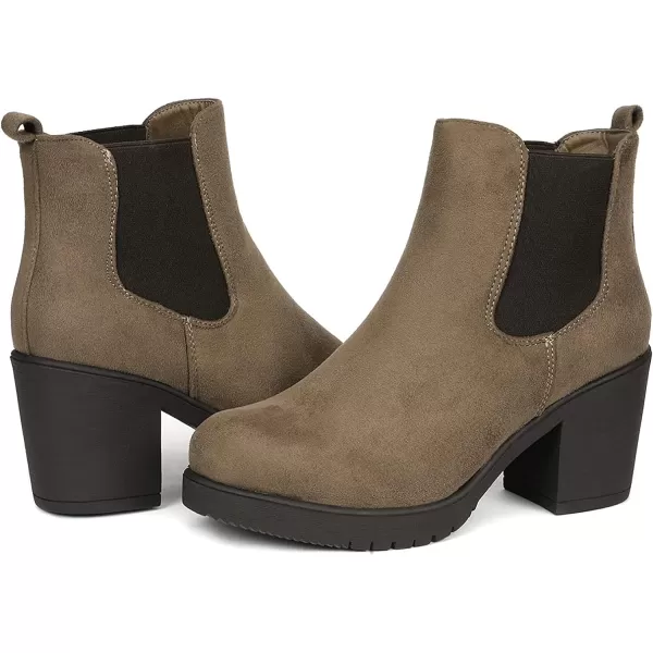 imageDREAM PAIRS Womens FRE High Heel Chelsea Style Ankle BootieKhaki