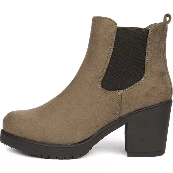 imageDREAM PAIRS Womens FRE High Heel Chelsea Style Ankle BootieKhaki