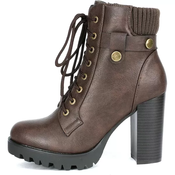 imageDREAM PAIRS Womens Fashion Ankle Boots  Chunky High Heel BootiesScandlBrown