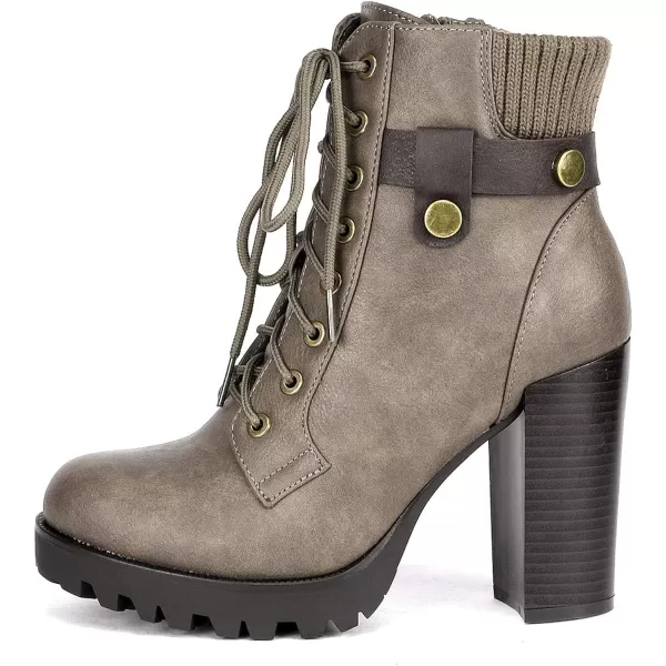 imageDREAM PAIRS Womens Fashion Ankle Boots  Chunky High Heel BootiesScandlKhaki