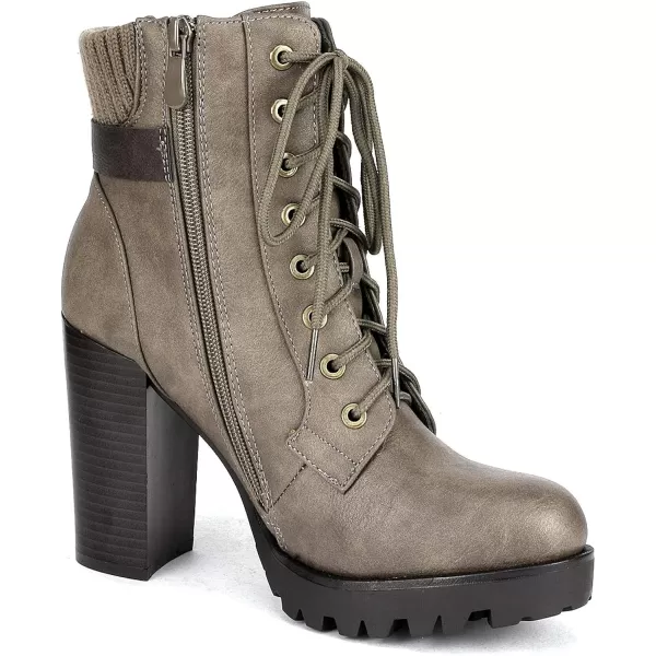 imageDREAM PAIRS Womens Fashion Ankle Boots  Chunky High Heel BootiesScandlKhaki