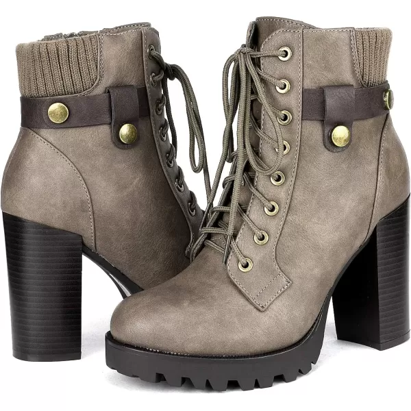 imageDREAM PAIRS Womens Fashion Ankle Boots  Chunky High Heel BootiesScandlKhaki