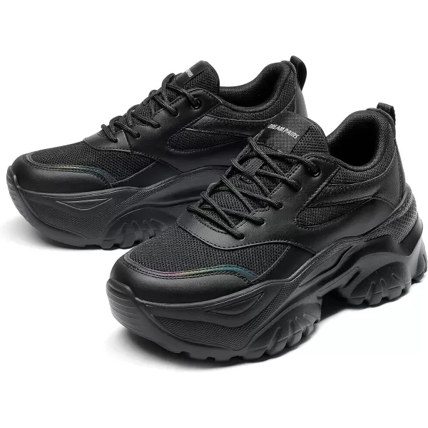 imageDREAM PAIRS Womens Fashion Chunky Sneakers Slip on Dad Shoes Comfortable Platform Sneakers for WomenAll Black