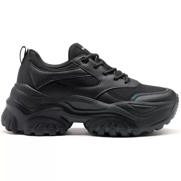 imageDREAM PAIRS Womens Fashion Chunky Sneakers Slip on Dad Shoes Comfortable Platform Sneakers for WomenAll Black