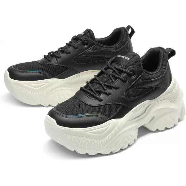 imageDREAM PAIRS Womens Fashion Chunky Sneakers Slip on Dad Shoes Comfortable Platform Sneakers for WomenBlack