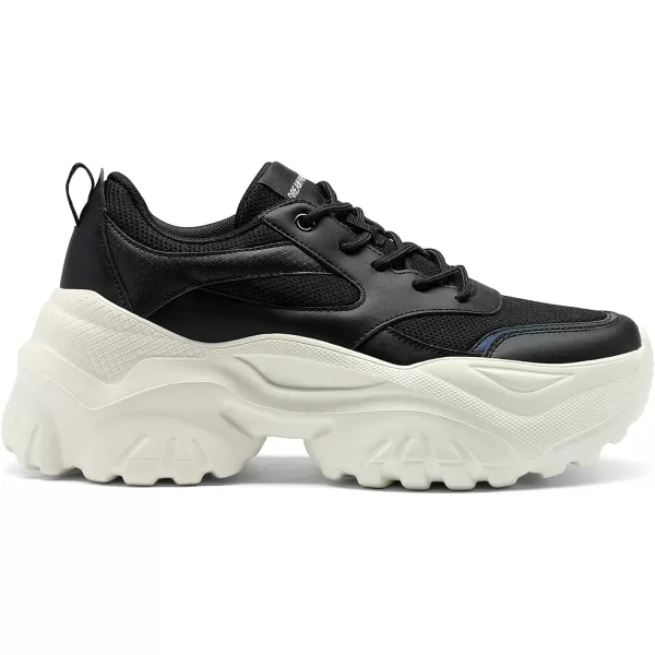 imageDREAM PAIRS Womens Fashion Chunky Sneakers Slip on Dad Shoes Comfortable Platform Sneakers for WomenBlack