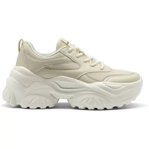 imageDREAM PAIRS Womens Fashion Chunky Sneakers Slip on Dad Shoes Comfortable Platform Sneakers for WomenWhite