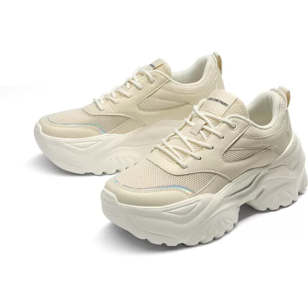 imageDREAM PAIRS Womens Fashion Chunky Sneakers Slip on Dad Shoes Comfortable Platform Sneakers for WomenWhite