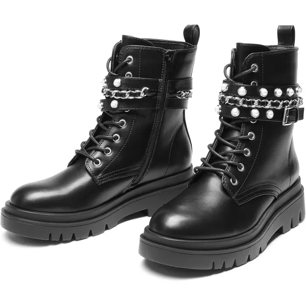 imageDREAM PAIRS Womens Fashion Platform Combat Boots Lace Up Lug Sole Goth Ankle Booties ShoesBlack