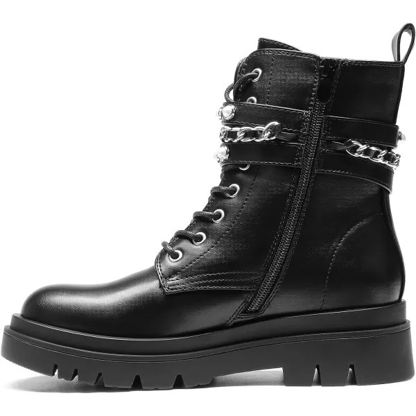 imageDREAM PAIRS Womens Fashion Platform Combat Boots Lace Up Lug Sole Goth Ankle Booties ShoesBlack