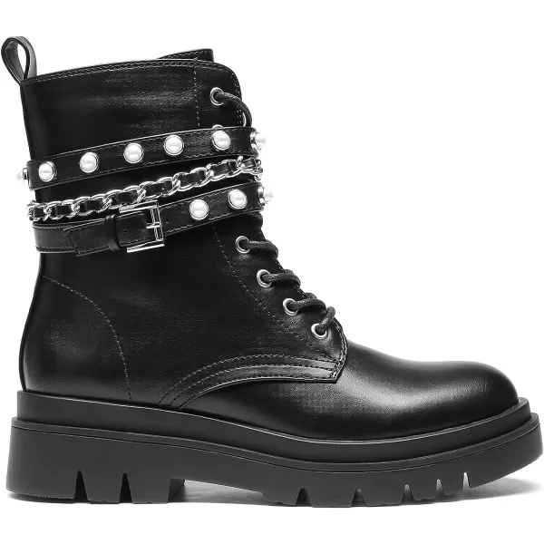 imageDREAM PAIRS Womens Fashion Platform Combat Boots Lace Up Lug Sole Goth Ankle Booties ShoesBlack