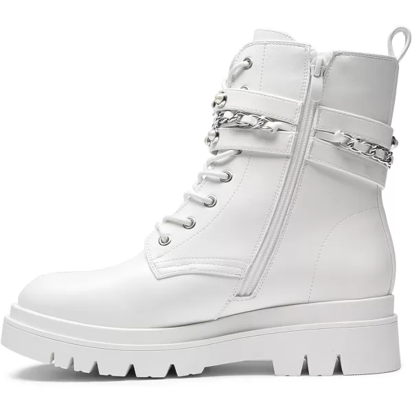 imageDREAM PAIRS Womens Fashion Platform Combat Boots Lace Up Lug Sole Goth Ankle Booties ShoesWhite